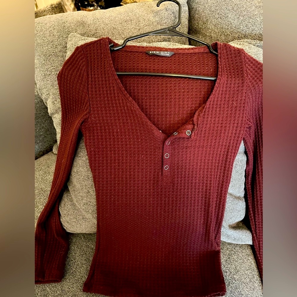 NWOT SHEIN HENLEY waffle top with snap buttons